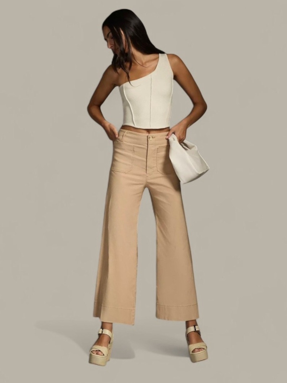 Anthropologie Maeve The Colette Linen Blend Cropped Wide-Leg Pants 31 Women’s